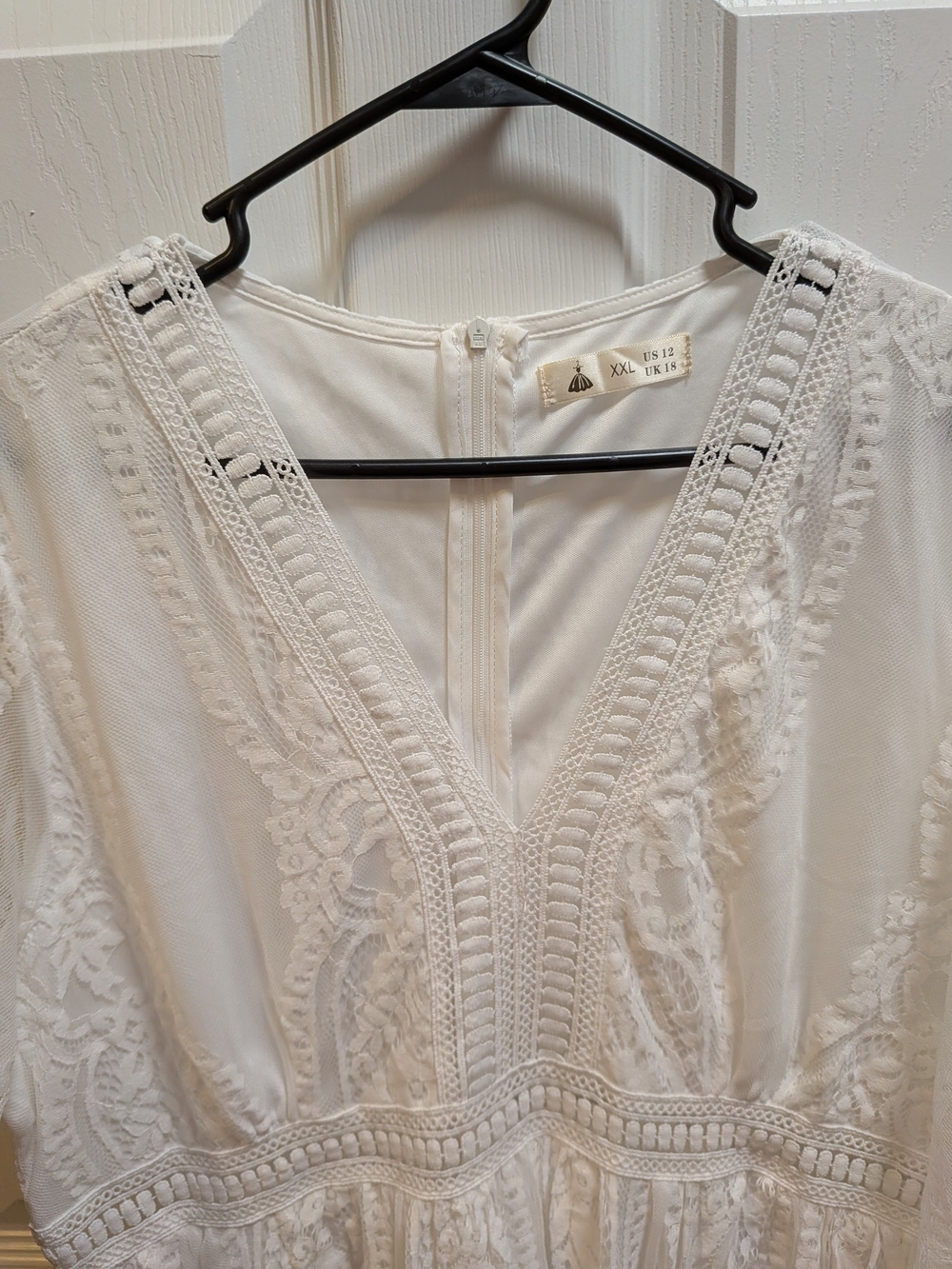 Boho Lace Long Sleeve White Maxi Dress - Unbranded Size XXL - Picture 3 of 5